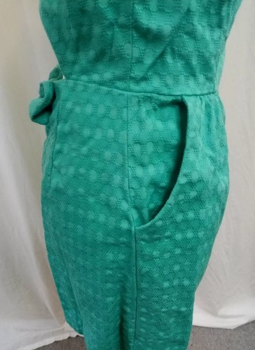 River Island UK 12 Bow Back Textured Sleeveless Green Dress With Pockets Party - Picture 4 of 6