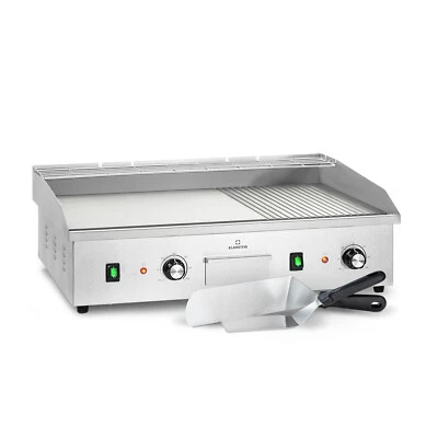 Barbecue Elettrico da Tavolo Gastronomia 300°C 2x2200W Piastra Grill LED Acciaio Inox