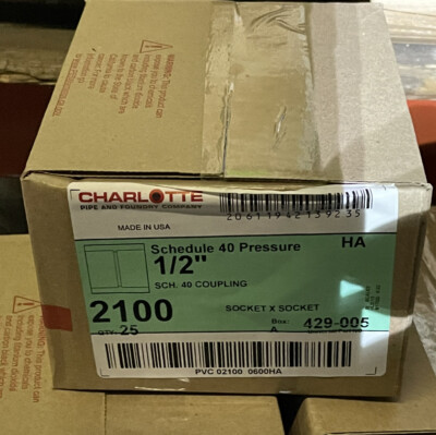 #ad CHARLOTTE SCHEDULE 40 PRESSURE 1 2quot; COUPLING 2100 429 005 25 PC LOT $19.99