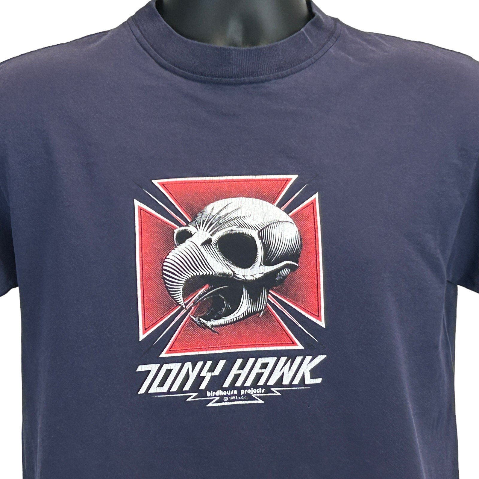 Vintage Tony Hawk Birdhouse Projects T Shirt Mens Small Skateboards 80s USA Blue