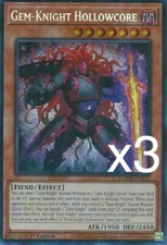 3X Yugioh Gem-Knight Hollowcore BLMM-EN022 1st Edition Secret Rare NM