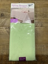 Spring Bouquet Cutwork Pattern Tablecloth 52  x 70  Oblong, Green, Polyester