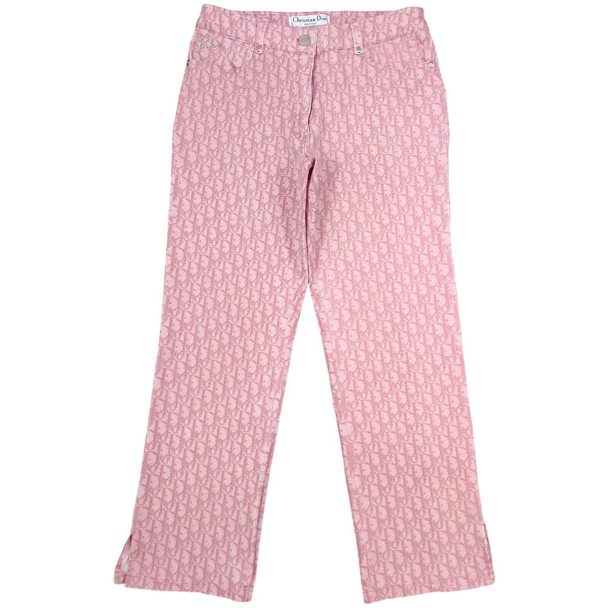 Christian Dior John Galliano Women Pink White Monogram Cropped 