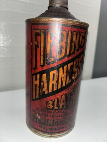 Fiebings Imbracatura Olio Lattina Oscuramento Carta Etichetta Vintage Antica Pubblicità Cono Top - Foto 2 di 8