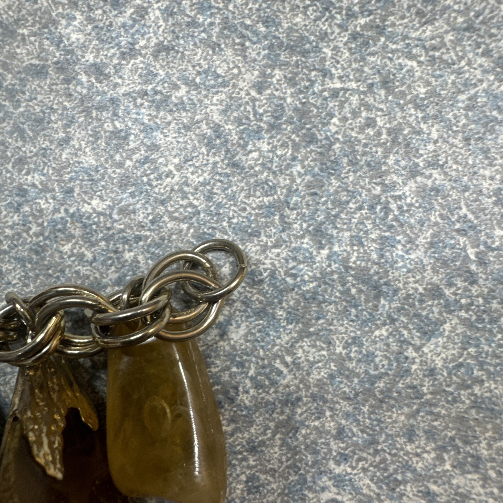 Vintage Bracelet - Rustic Leaf Pattern W Rocks - image 10