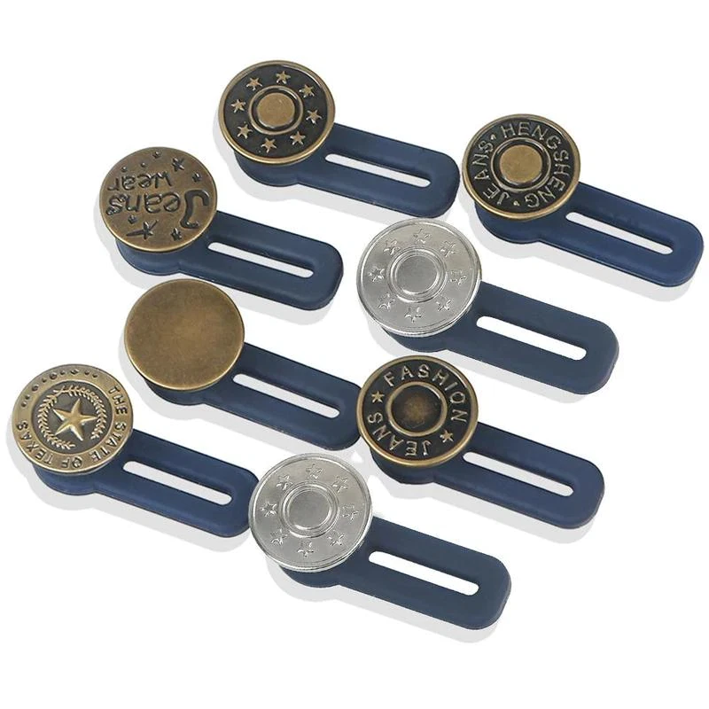 Jeans Button Extender Pants Waist Extension Stretch Adjustable Silicone & Metal - Image 2 of 4