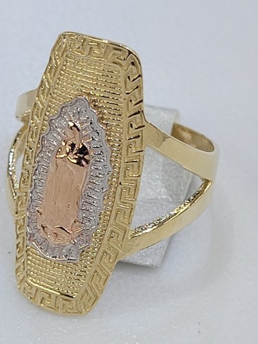 Long solid 14k Gold Virgin Mary Guadalupe Ring Size 6 7 8 9 10 Greek - Picture 6 of 20
