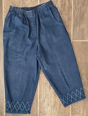 Womens ALLISON DALEY, Capri blue jeans, elastic waist &pockets, size 4P