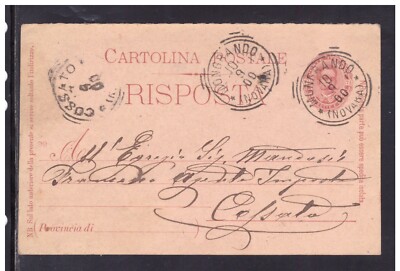Postcard Umberto I 7 1/2 c. Mil. 99 ANSWER Mongrando Stamp WD2663