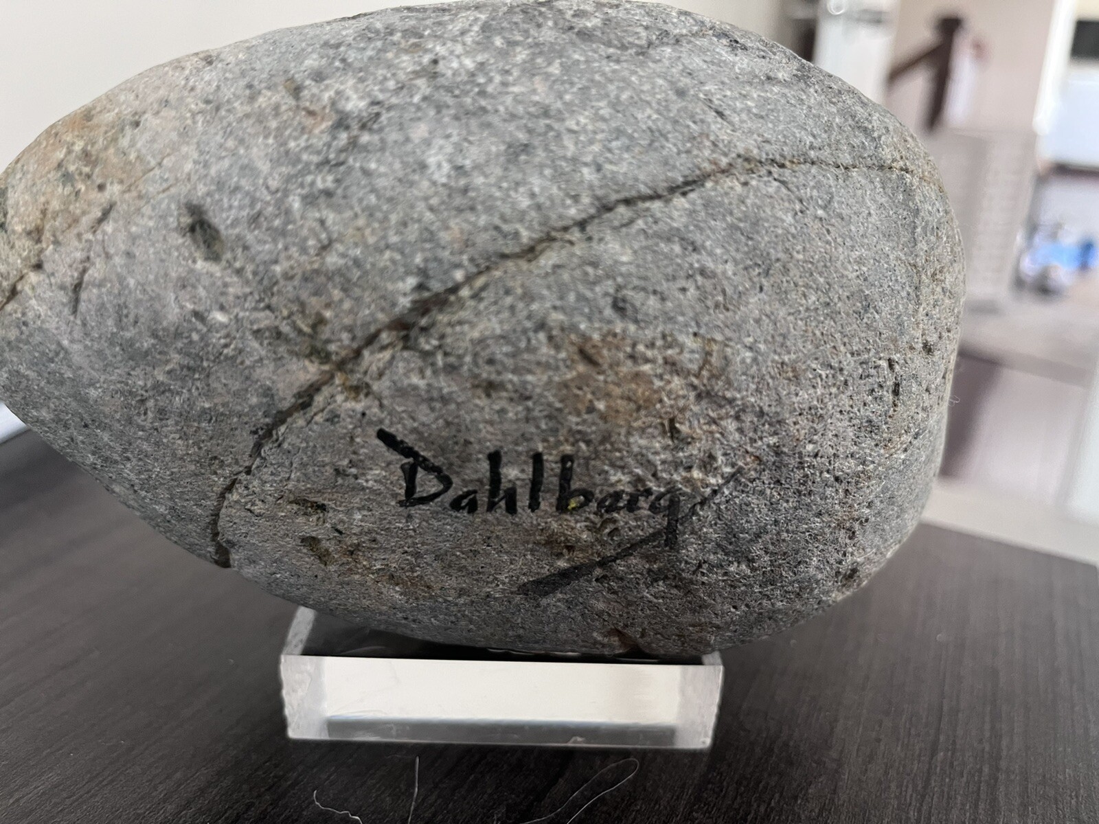 Dahlberg Signed Stone Sculpture Art on Acrylic Lucite Base eBay