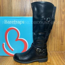 BARETRAPS Women's Carmella Riding Buckle Zip-Up Boots ~ Black