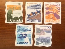 Canada 1972-77 Medium Value Definitives, Scott # 594 - 598, MNH-VF,  Lot # 72AM3