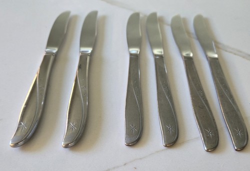 Vintage Twin Star Atomic Stainless Flatwear Lot of 6 Butter Knives 8.5" - Picture 2 of 6