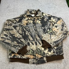 vtg Mossy Oak Jacket Mens XL Camo Insulated Quilted Bomber Snap Front Hunt USA