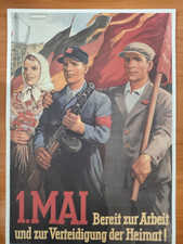 1.Mai-Bereit zur Arbeit und Verteidigung der Heimat 1955+ DDR-Plakat, Faksimile+