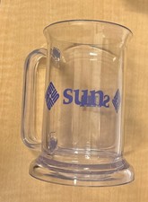 Vintage Sun Microsystems Logo Clear 90s Technology Souvenir Beer Mug Cup