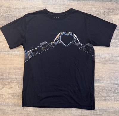 Tesla Motors Elon Musk AI Day 2022 Robot Hands Heart Graphic Tee RARE Sz M READ