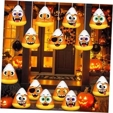  24 Pcs Halloween Inflatables Candy Corn Decoration with Rope Trick 15.75 Inch