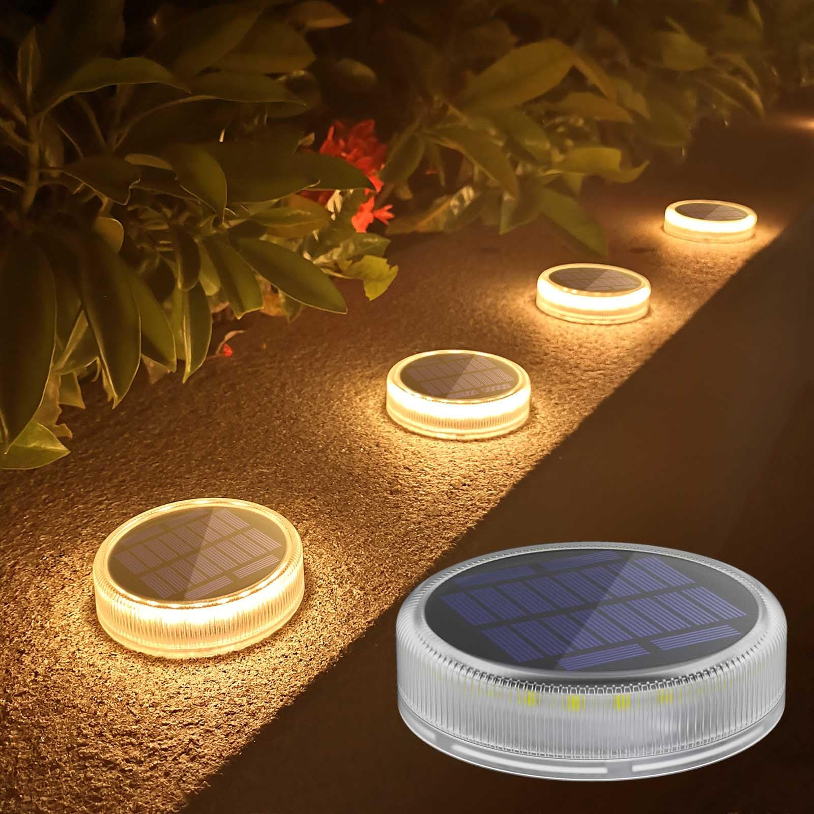 4-Pack Solar LED Deck Lights Waterproof Outdoor Garden Step Lighting  