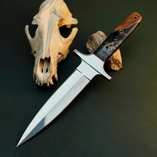 Gift-Ready 12.3" Damascus / Steel Knife Full Tang Hunt it Hunt + Leather Sheath