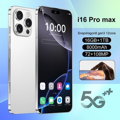 16+1TB New i16 Pro Max 6.8'' Android 14 Smartphone Unlocked Dual SIM/8000mAh