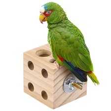 Bird Chew Play Thing, 2x2x2 in Pine Wood Parrot Perch Stand Teeth Chew