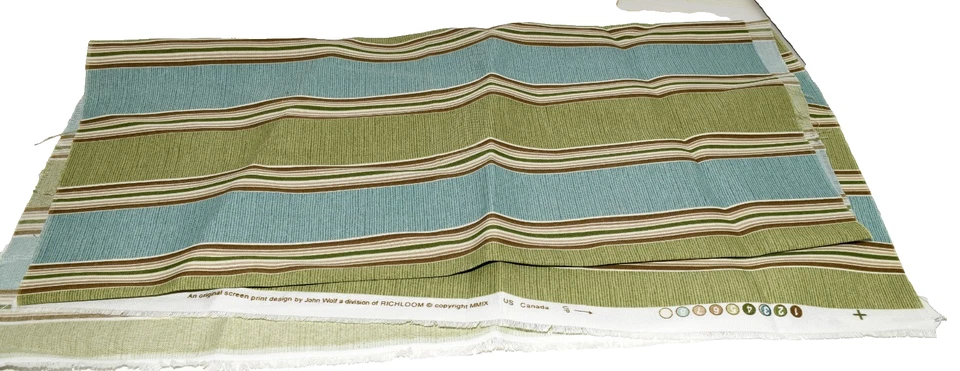 2009 John Wolf by Richloom Blue Green Brown Striped Upholstery Fabric 55" x 26" - Image 2 of 4