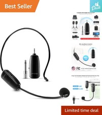 Rechargeable Wireless Microphone Headset, 15 Channels, Ideal for Performances
