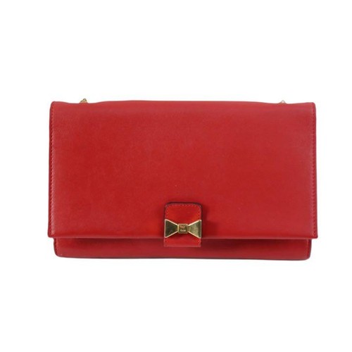 Chloe Chain Shoulder Bag Clutch Bag Diagonal Leather Red Used - Picture 2 of 10