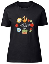 Personalised Happy Nowruz Half-Sin Table Womens T-Shirt Ladies Gift Tee