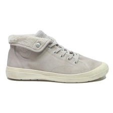 PALLADIUM Damen Schnürstiefel Beige Leinen UK 6.5 Komfortabel Freizeit Faltbar