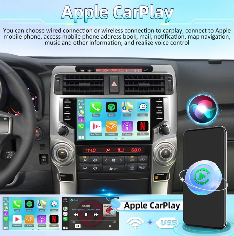 Radio estéreo para automóvil Toyota 4Runner 2010-2021 2G+64 GB Android 15.0 Carplay + cámara Foto 3 de 4