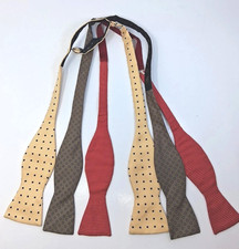 Bow Self Tie Lot Of 3 Silk Polka Dots Red Yellow Brown 1 FR Tripler Vintage