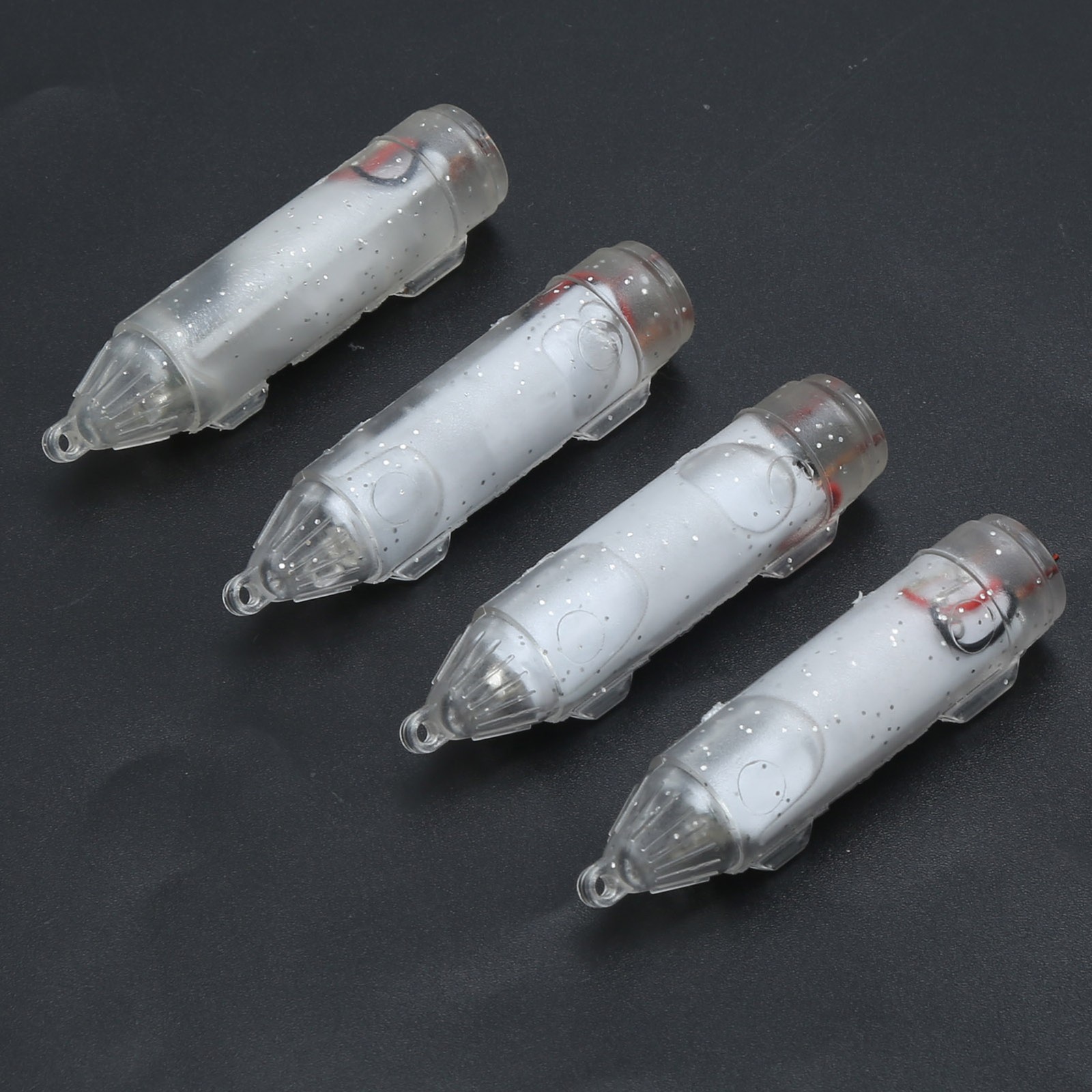 White 4Pc Fishing LED Lure Light Underwater Lure Lamp Waterproof Bait Light BAJ