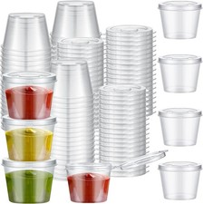 Mini Sauce Cups Jelly Leak Proof Portion Small Disposable Souffle Cups with Lids