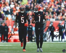 Jamar Chase & Tee Higgins Autographed Cincinnati Bengals 8x10 Photo COA/Hologram