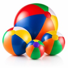Inflatable Beach Balls 4-Pack Rainbow Pool Ball Toys in 4 Assorted Sizes
