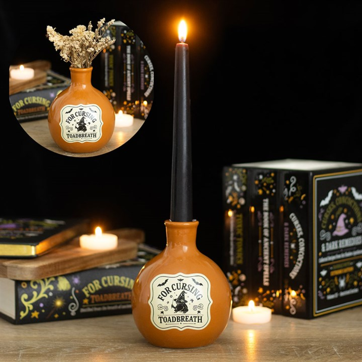 Toadsbreath Witches Apothecary Cermic Potion Bottle Taper Candle Holder & Vase - Image 3