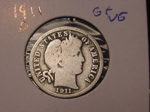 1911-D BARBER DIME G VG ORIGINAL COIN POPULAR DATE PQ SHIPS FREE