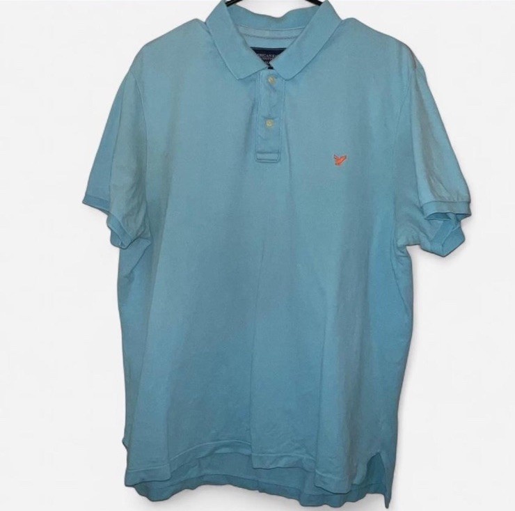 American Eagle Polo Shirt Men’s Large Blue Short Sleeve Logo Cotton L