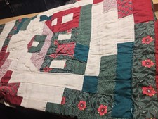 Floral Patchwork Quilt - Handmade Log Cabin Design