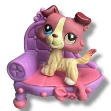 Littlest Pet Shop LPS Authentic #1262 Nintendo DS Collie W/ Sofa Couch Bed