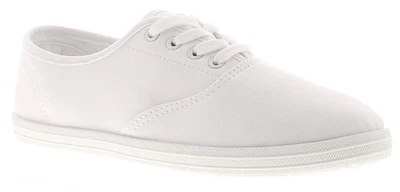Platino Womens Canvas Pumps Plimsolls Monster Lace Up white UK Size