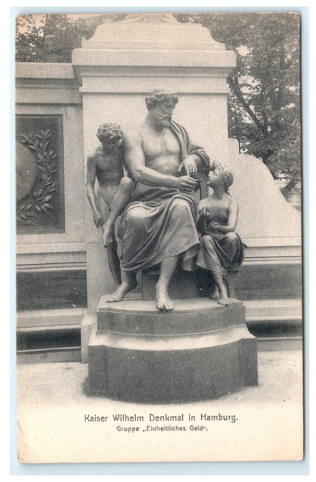 Vintage Kaiser Wilhelm Denkmal Hamburg Lithograph Postcard 5.5x3.5 in