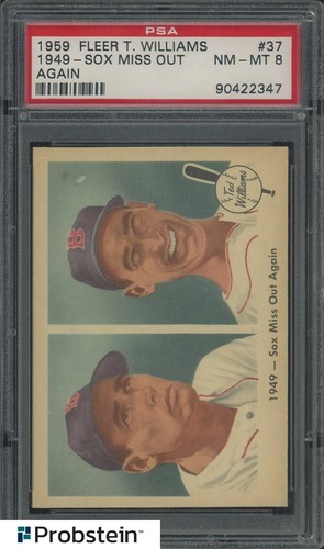 1959 Fleer Ted Williams #37 1949 Sox Miss Out Again PSA 8 NM-MT