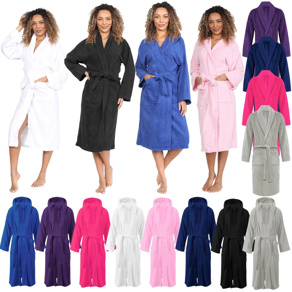 Unisex Bath Robe Egyptian 100% Cotton Terry Towelling Luxury Soft - Main Image
