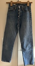 LEVI STRAUSS & CO 501 Ladies Straight Leg Jeans W23 L26 Blue Denim Button Fly