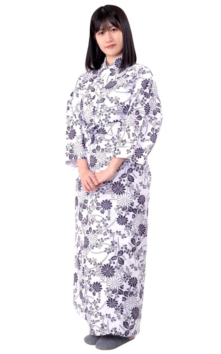 Women's Double Gauze Yukata Robe with Obi Made in Japan -あい藍-