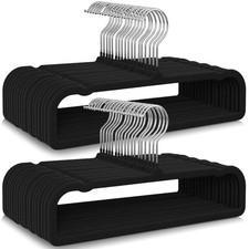 50 Pack Black Velvet Hangers Non Slip, Felt Pants Hangers Thin Space Saving C...