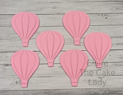 100 % essbar Handarbeit 2D Heißluftballon Kuchen Cupcake Topper x 6 *jede Farbe*